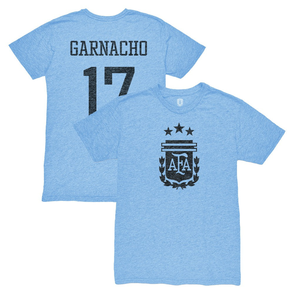 Alejandro Garnacho Argentina National Team 1863FC Player Vintage Tri-Blend T-Shirt - Light Blue shop