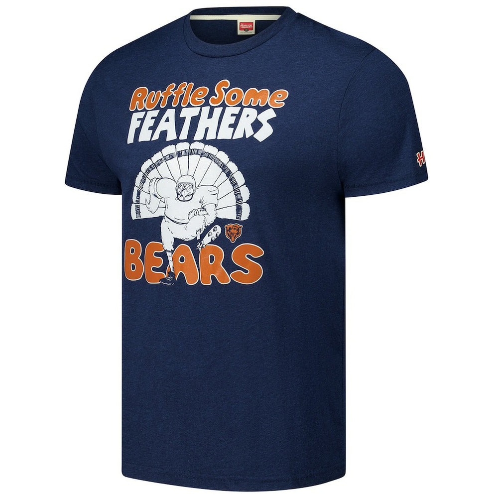 Chicago Bears Homage Unisex Ruffle Some Feathers Tri-Blend T-Shirt - Navy on sale