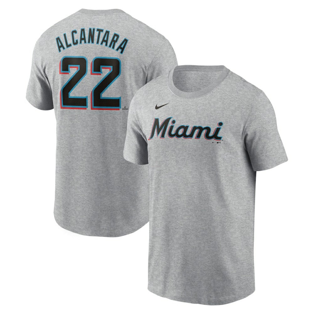 Sandy Alcantara Miami Marlins Fuse Name & Number T-Shirt Heather Gray
