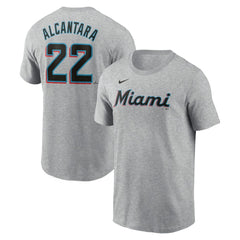 Sandy Alcantara Miami Marlins Fuse Name & Number T-Shirt Heather Gray