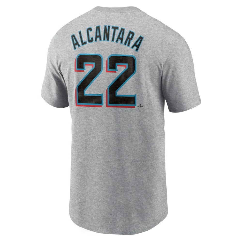 Sandy Alcantara Miami Marlins Fuse Name & Number T-Shirt Heather Gray