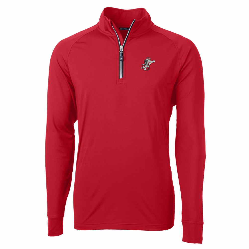 Cincinnati Reds Cutter & Buck Adapt Eco Knit Stretch Recycled Big & Tall Quarter-Zip Pullover Top Red