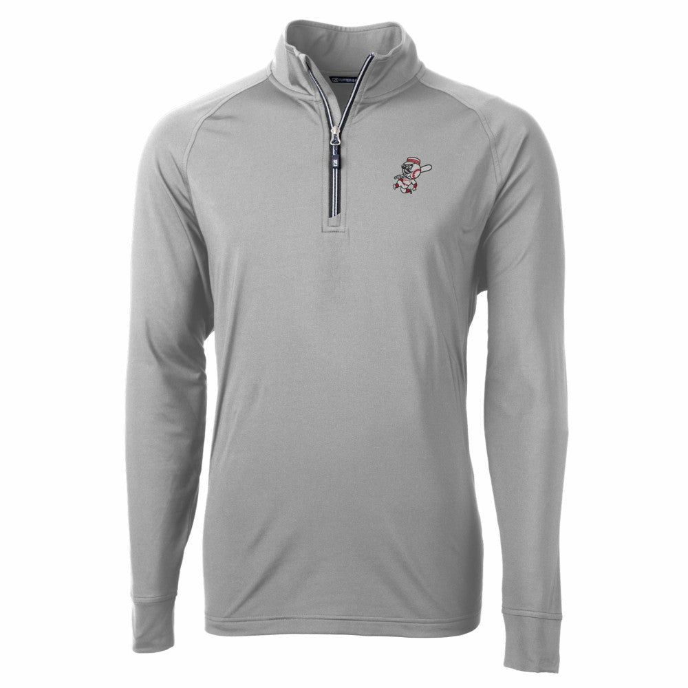 Cincinnati Reds Cutter & Buck Adapt Eco Knit Stretch Recycled Big & Tall Quarter-Zip Pullover Top Gray
