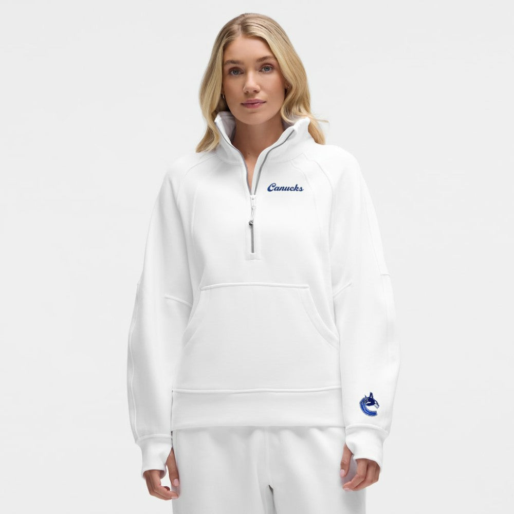 Vancouver Canucks lululemon Women's Scuba Oversized Half Zip Top - White Tops