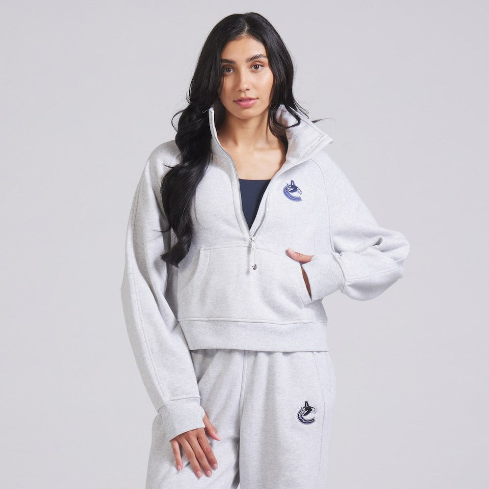 Vancouver Canucks lululemon Women's Scuba Oversized Half Zip Top - Heather Gray Tops