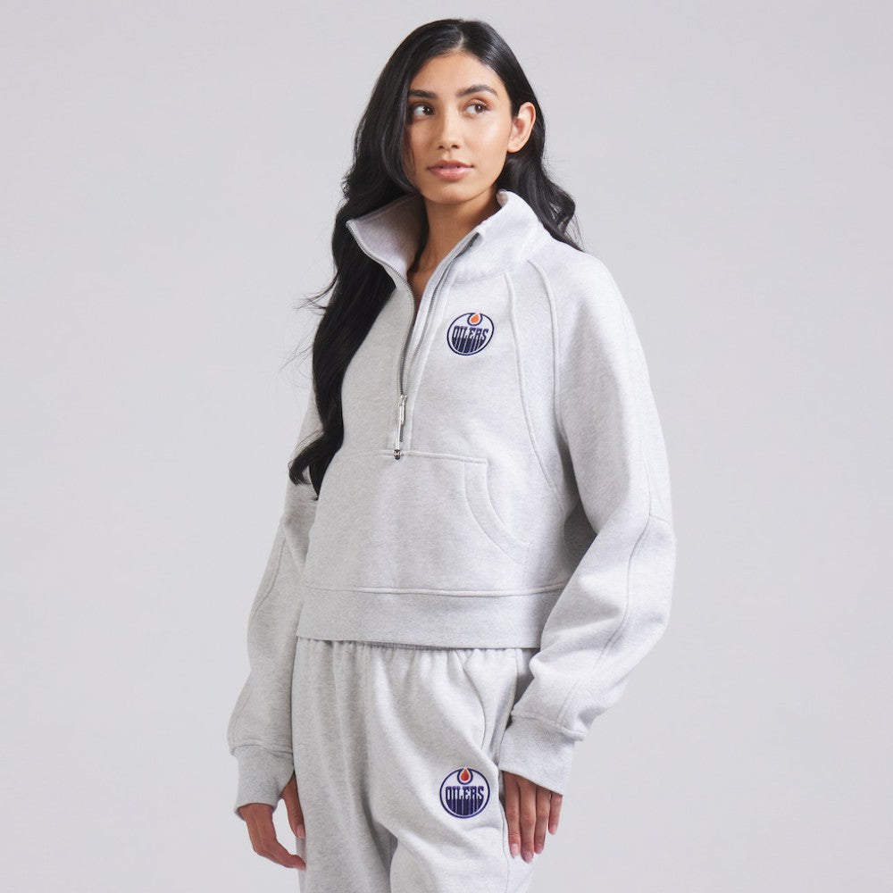 Edmonton Oilers lululemon Women's Scuba Oversized Half Zip Top - Heather Gray Tops