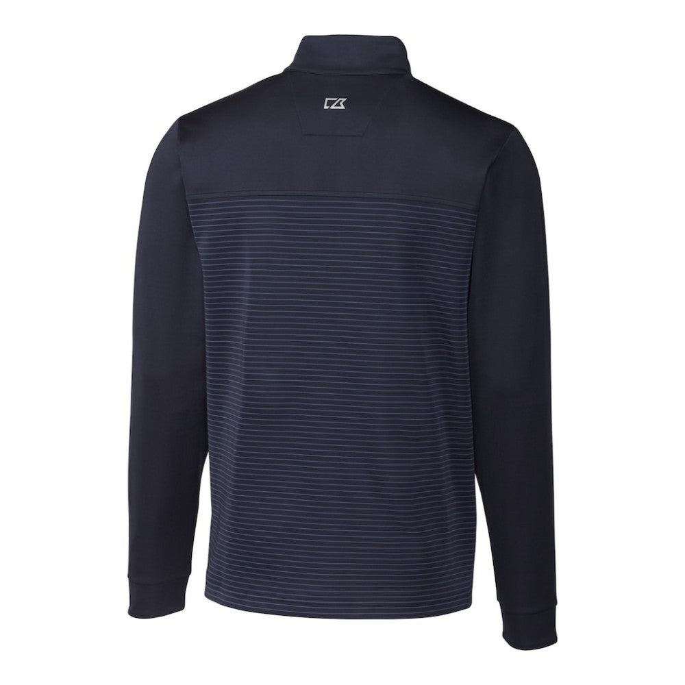 Minnesota Twins Cutter & Buck Big & Tall Traverse Stripe Stretch DryTec Quarter-Zip Top Navy
