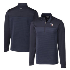 Cleveland Guardians Cutter & Buck Big & Tall Traverse Stretch Eco Stripe DryTec Quarter-Zip Top Navy