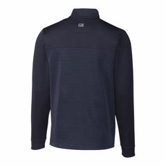Cleveland Guardians Cutter & Buck Big & Tall Traverse Stripe Stretch DryTec Quarter-Zip Top Navy