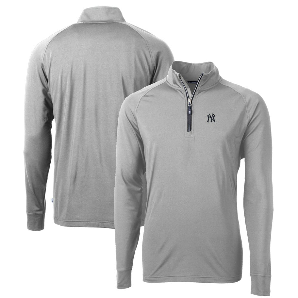 New York Yankees Cutter & Buck Big & Tall Adapt Eco Knit Stretch Recycled Quarter-Zip Pullover Top Gray