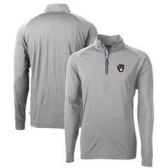 Milwaukee Brewers Cutter & Buck Big & Tall Adapt Eco Knit Stretch Recycled Quarter-Zip Pullover Top Gray