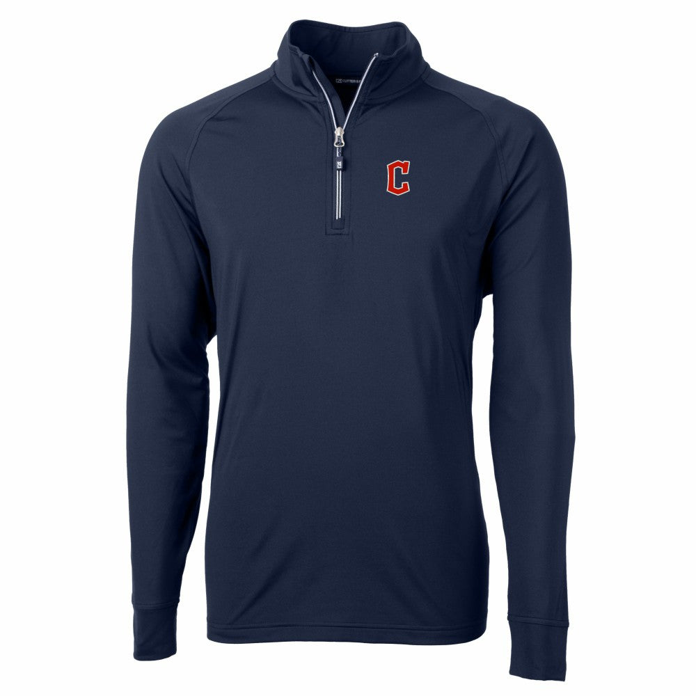 Cleveland Guardians Cutter & Buck Big & Tall Adapt Eco Knit Stretch Recycled Quarter-Zip Pullover Top Navy