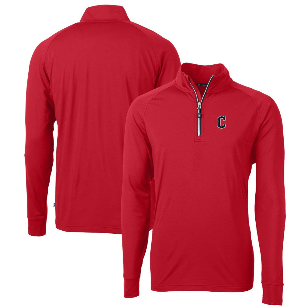 Cleveland Guardians Cutter & Buck Big & Tall Adapt Eco Knit Stretch Recycled Quarter-Zip Pullover Top Red