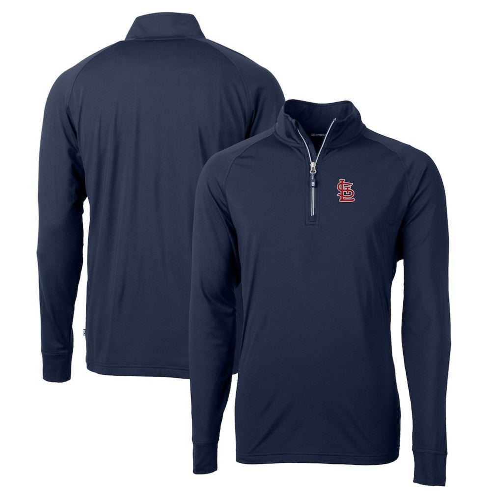 St. Louis Cardinals Cutter & Buck Big & Tall Adapt Eco Knit Stretch Recycled Quarter-Zip Pullover Top Navy