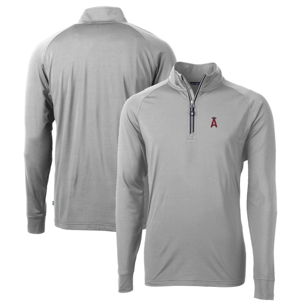 Los Angeles Angels Cutter & Buck Big & Tall Adapt Eco Knit Stretch Recycled Quarter-Zip Pullover Top Gray