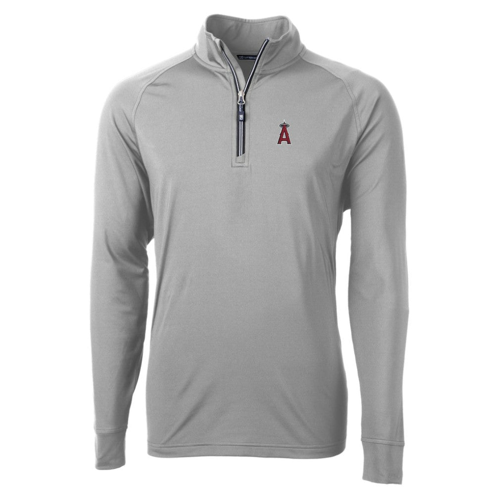 Los Angeles Angels Cutter & Buck Big & Tall Adapt Eco Knit Stretch Recycled Quarter-Zip Pullover Top Gray