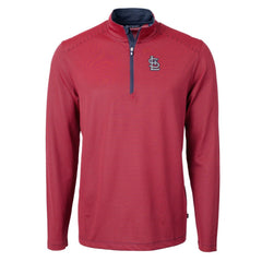 St. Louis Cardinals Cutter & Buck Big & Tall Virtue Eco Pique Micro Stripe Quarter-Zip Jacket Red