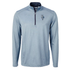 Kansas City Royals Cutter & Buck Virtue Eco Pique Micro Stripe Recycled Quarter-Zip Pullover Top Light Blue