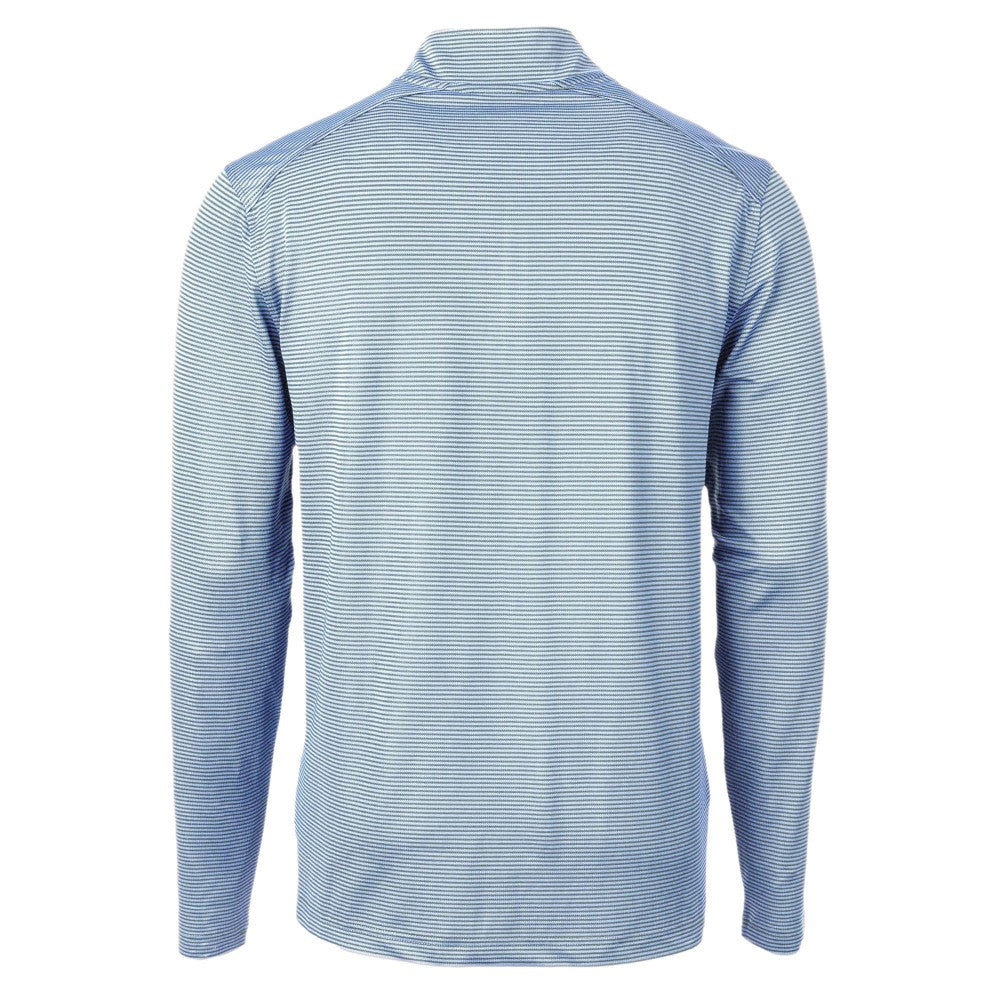 Kansas City Royals Cutter & Buck Virtue Eco Pique Micro Stripe Recycled Quarter-Zip Pullover Top Light Blue