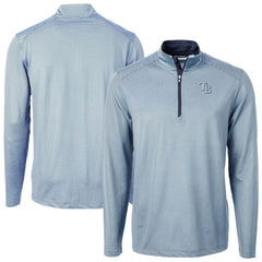 Tampa Bay Rays Cutter & Buck Virtue Eco Pique Micro Stripe Recycled Quarter-Zip Pullover Top Light Blue