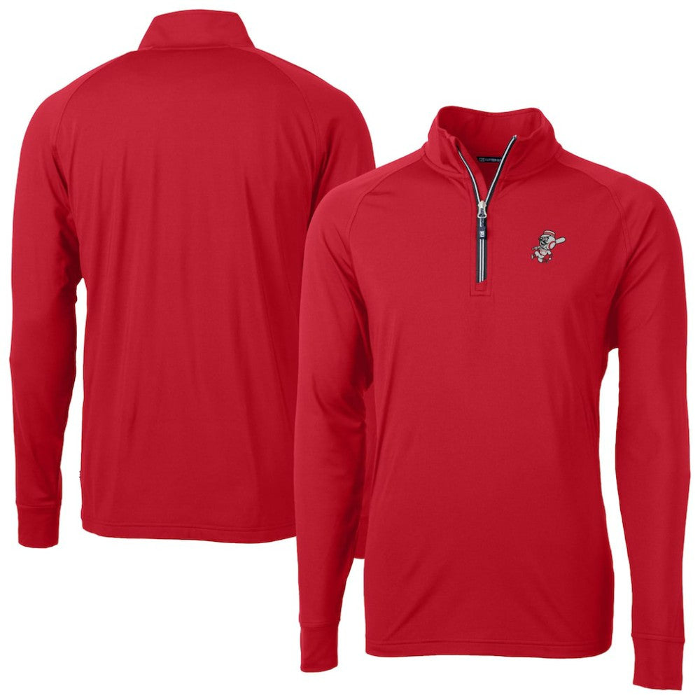 Cincinnati Reds Cutter & Buck Patriotic Logo Adapt Eco Knit Stretch Recycled Quarter-Zip Pullover Top Red