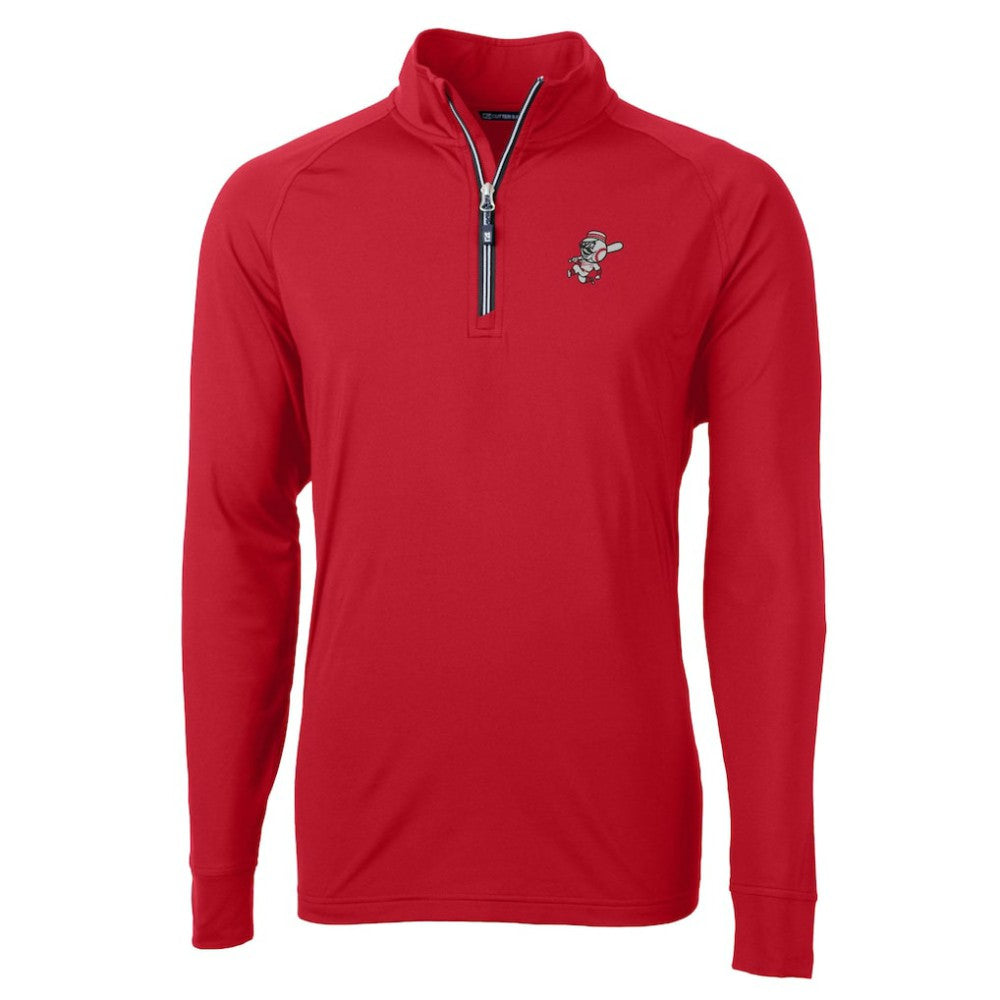 Cincinnati Reds Cutter & Buck Patriotic Logo Adapt Eco Knit Stretch Recycled Quarter-Zip Pullover Top Red
