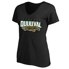 Jacksonville Jaguars Women's Plus Size Retro Duval V-Neck T-Shirt - Black on sale