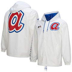 Atlanta Braves Vintage Full-Snap Hooded Coaches Jacket White