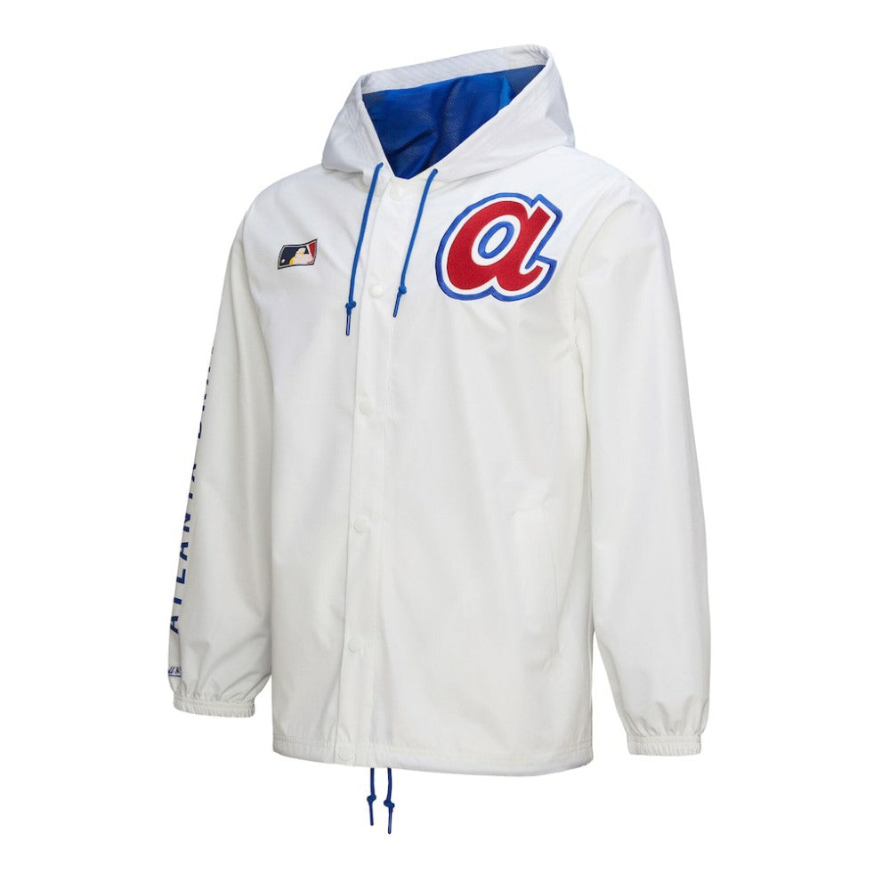 Atlanta Braves Vintage Full-Snap Hooded Coaches Jacket White