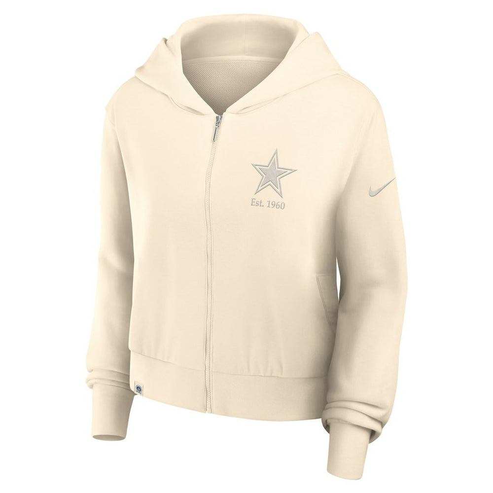 Dallas Cowboys Women's Glory Cropped Full-Zip Hoodie - Cream outlet