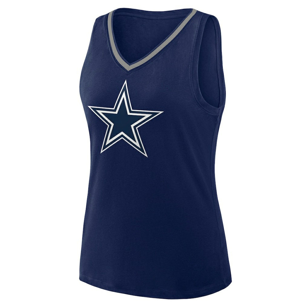 Dallas Cowboys Logo Athletic Women's Stellar Win V-Neck Tank Top - Navy cheap