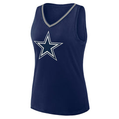 Dallas Cowboys Logo Athletic Women's Stellar Win V-Neck Tank Top - Navy cheap