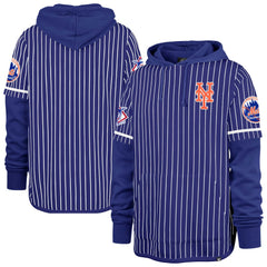 New York Mets Pinstripe Double Header Pullover Hoodie Royal
