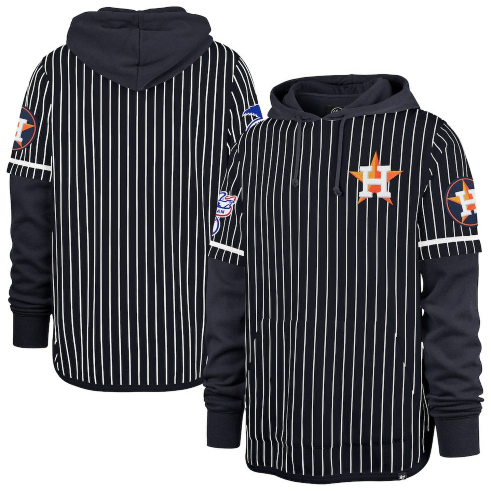 Houston Astros Pinstripe Double Header Pullover Hoodie Navy