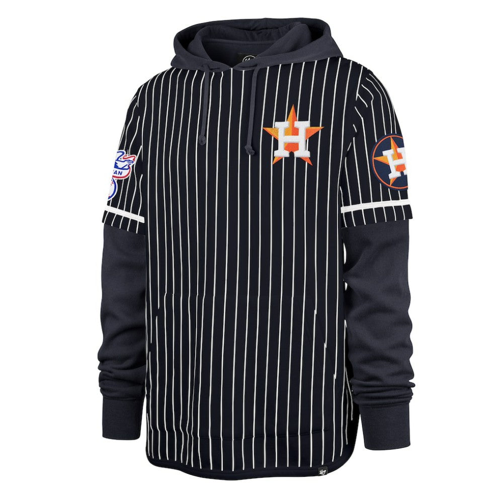 Houston Astros Pinstripe Double Header Pullover Hoodie Navy