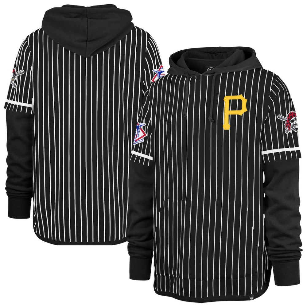 Pittsburgh Pirates Pinstripe Double Header Pullover Hoodie Black