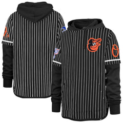Baltimore Orioles Pinstripe Double Header Pullover Hoodie Black
