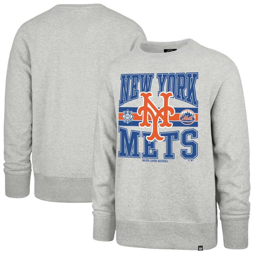 New York Mets Letters Headline Pullover Sweatshirt Gray