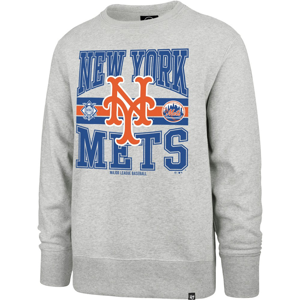 New York Mets Letters Headline Pullover Sweatshirt Gray