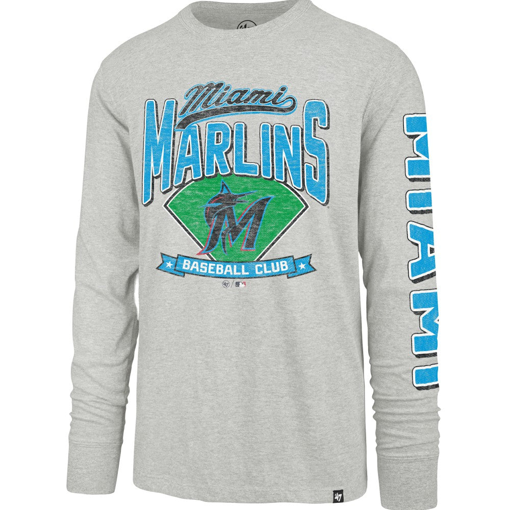 Miami Marlins Fair Ball Franklin Long Sleeve T-Shirt Gray
