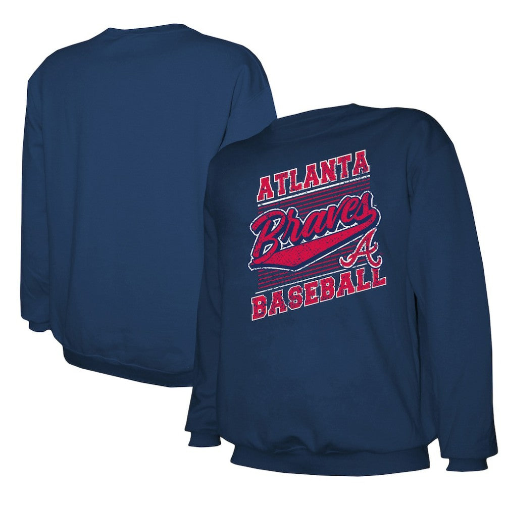Atlanta Braves Stitches Lightweight Crew Sweatshirt Navy