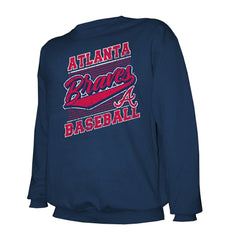 Atlanta Braves Stitches Lightweight Crew Sweatshirt Navy