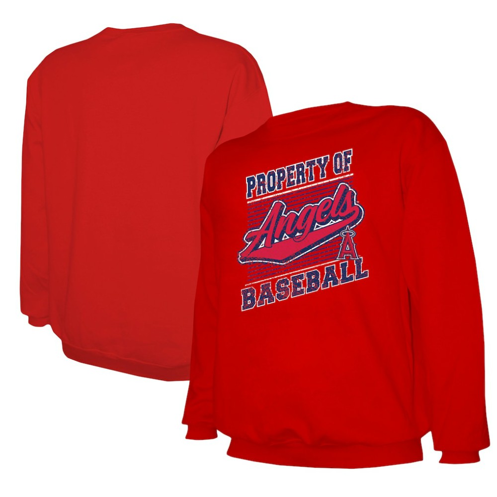Los Angeles Angels Stitches Lightweight Crew Sweatshirt Red