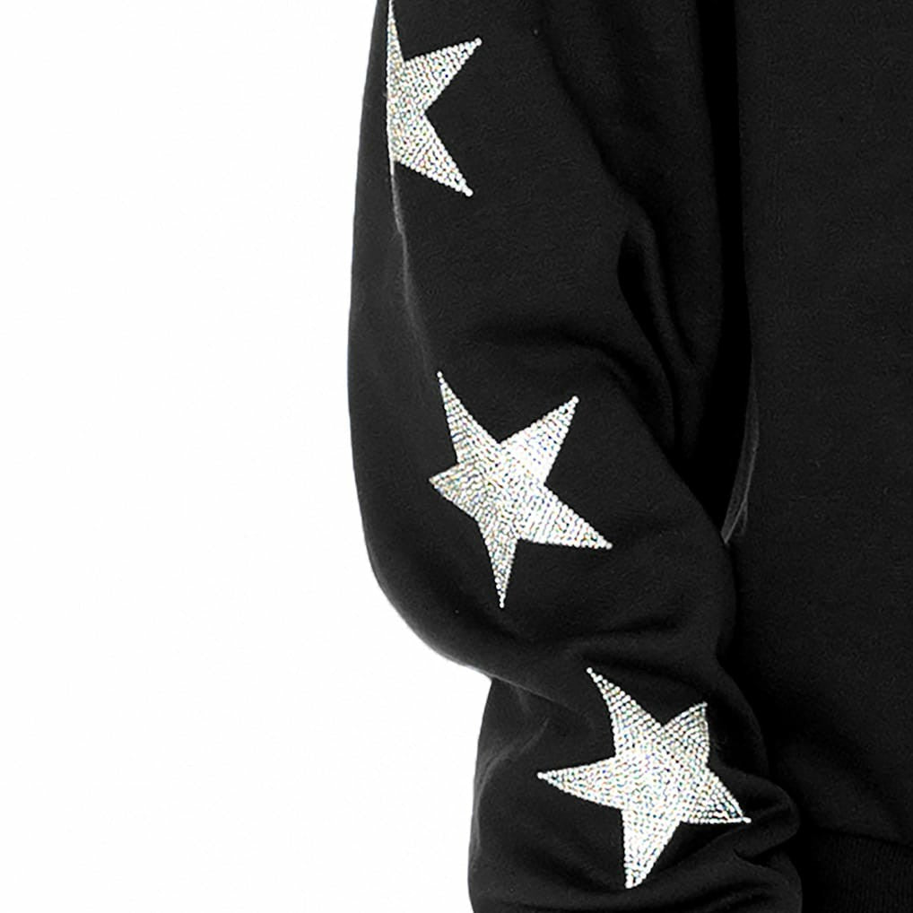 Buffalo Bills Gameday Couture Women's Rhinestone Star Sleeve Settle the Score Oversized Tri-Blend Pullover - Black on sale