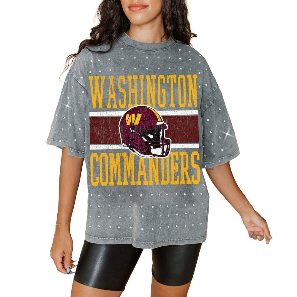 Washington Commanders Gameday Couture Women's Oversized Mini Rhinestone Classic T-Shirt - Gray online