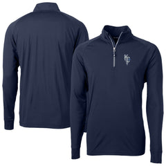 Kansas City Royals Cutter & Buck Adapt Eco Knit Stretch Recycled Quarter-Zip Pullover Top Navy