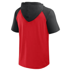 New Jersey Devils Logo Athletic Prime Raglan Short Sleeve Pullover Hoodie - Red Jerseys