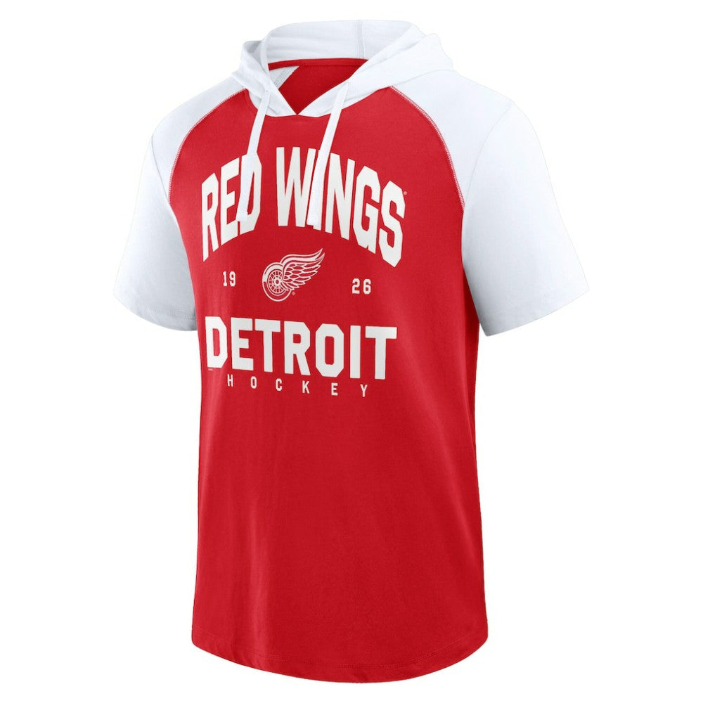 Detroit Red Wings Logo Athletic Prime Raglan Short Sleeve Pullover Hoodie - Red Hoodies