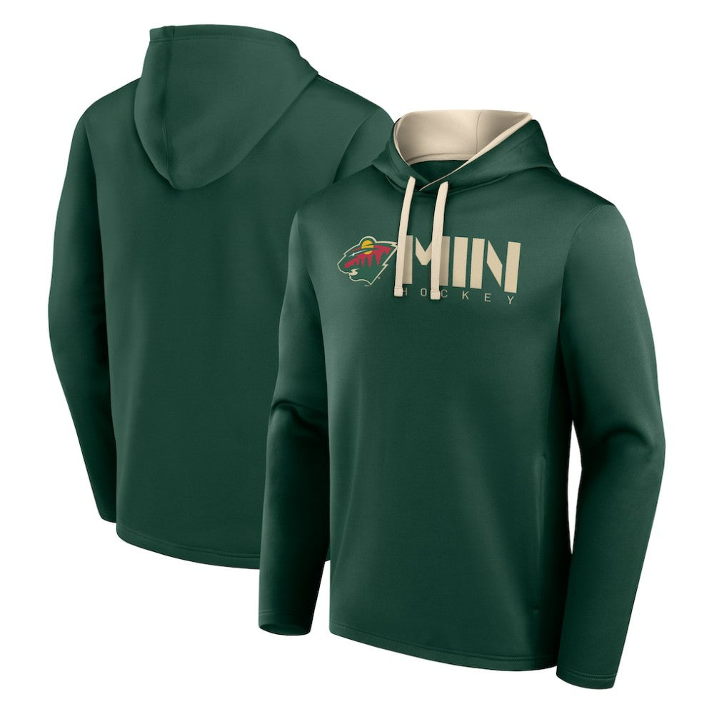 Minnesota Wild Logo Athletic Head Start Pullover Hoodie - Green Hoodies
