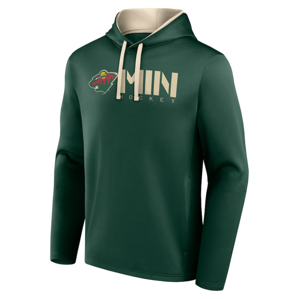 Minnesota Wild Logo Athletic Head Start Pullover Hoodie - Green Hoodies
